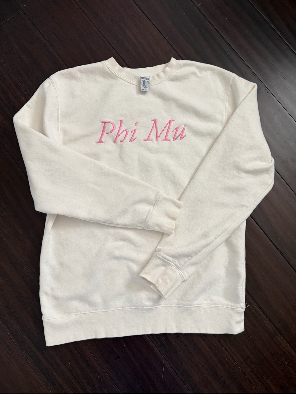 Phi Mu Cream Embroidered Crewneck Sweatshirt Women’s Medium